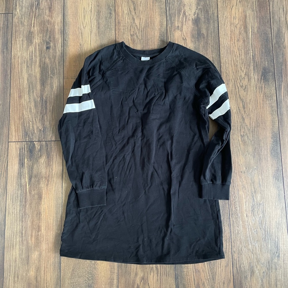 (2/$10) Gina Tricot Black Crewneck Sweater with two white lines